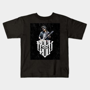 Rock and Roll: Guitarist No 2 on a Dark Background Kids T-Shirt